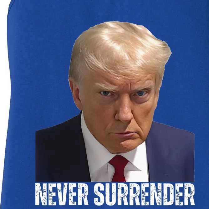 Trump Mug Shot Donald Trump Mug Shot Never Surrender Women's Racerback Tank