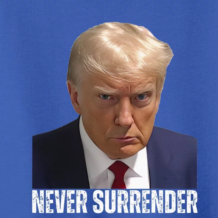 Trump Mug Shot Donald Trump Mug Shot Never Surrender Toddler T-Shirt