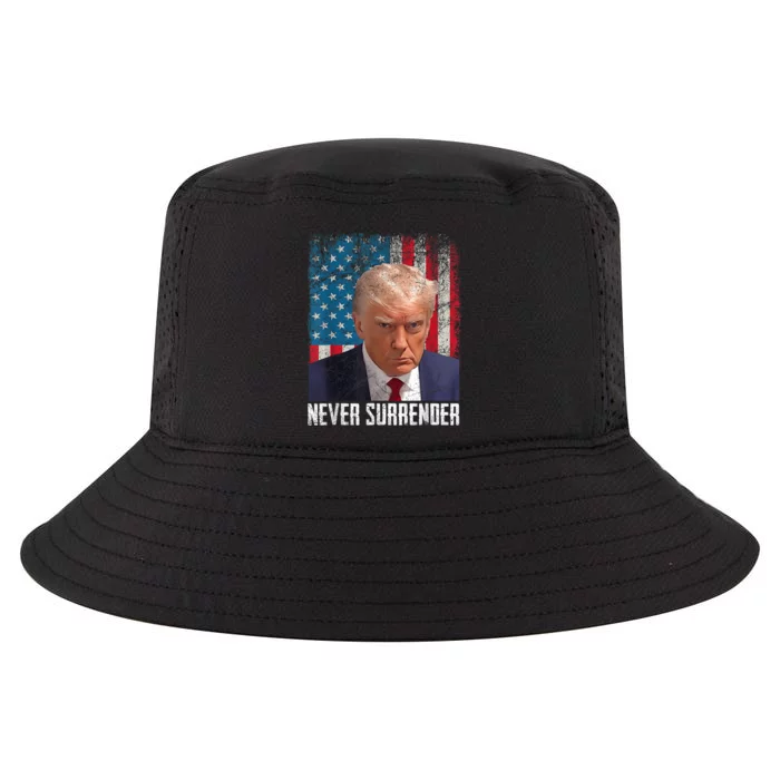 Trump Mug Shot Donald Trump Mug Shot Never Surrender Cool Comfort Performance Bucket Hat