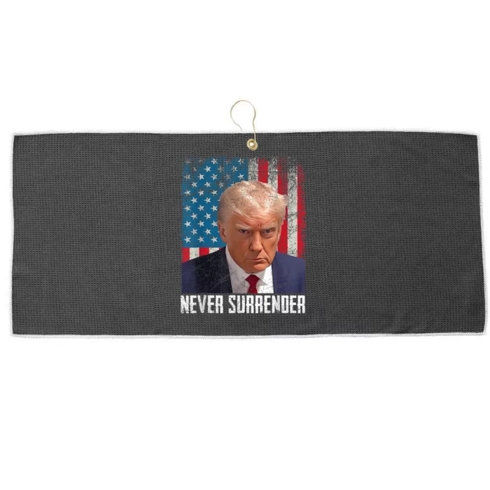 Trump Mug Shot Donald Trump Mug Shot Never Surrender Large Microfiber Waffle Golf Towel