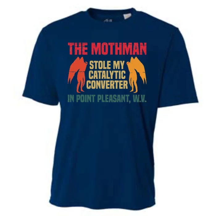 The Mothman Stole My Catalytic Converter In Point Cooling Performance Crew T-Shirt