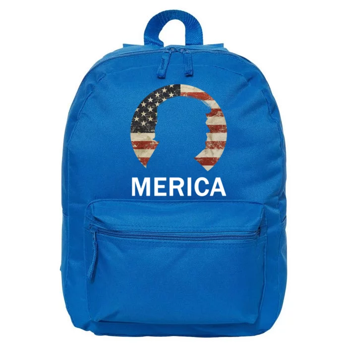 Trump Merica Silhouette Vintage American Flag Republican Gift 16 in Basic Backpack