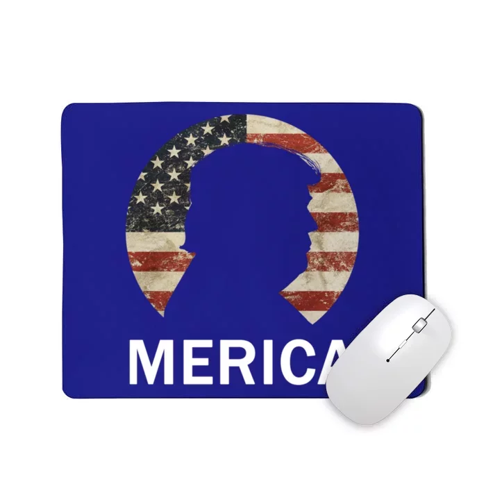 Trump Merica Silhouette Vintage American Flag Republican Gift Mousepad