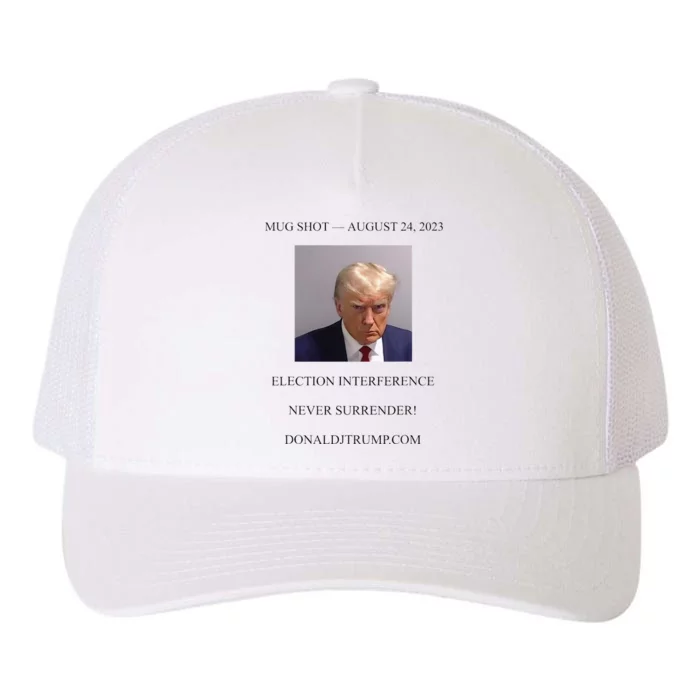 Trump Mug Shot White Yupoong Adult 5-Panel Trucker Hat