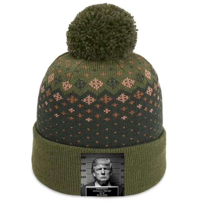 Trump Mug Shot Trump MugShot The Baniff Cuffed Pom Beanie