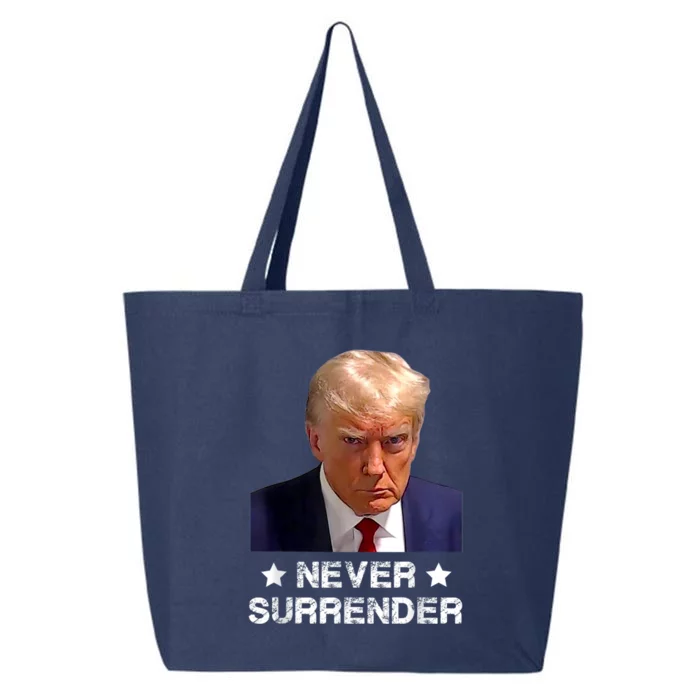 Trump Mug Shot Donald Trump Mug Shot Never Surrender 25L Jumbo Tote