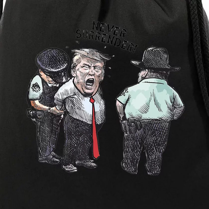 Trump Mug Shot Donald Trump Mug Shot Never Surrender Drawstring Bag