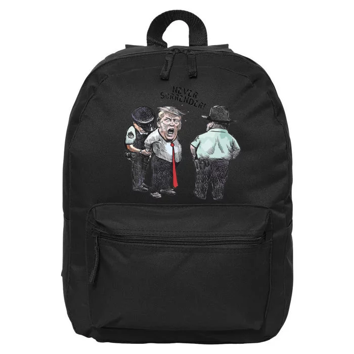 Trump Mug Shot Donald Trump Mug Shot Never Surrender 16 in Basic Backpack