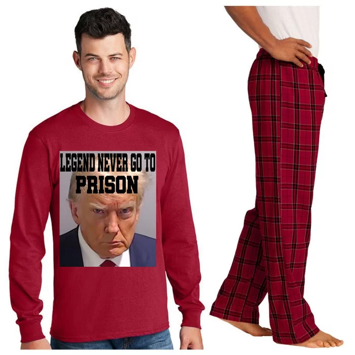 Trump Mug Shot Legend Never Go To Prison 2024 Trump Gift Long Sleeve Pajama Set