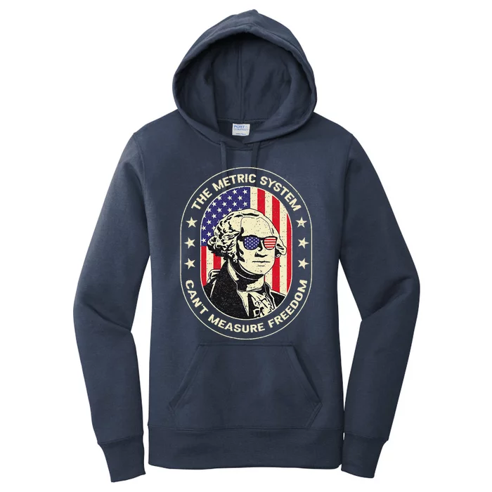 The Metric System CanT Measure Freedom Eagle Usa Flag Meme Women's Pullover Hoodie