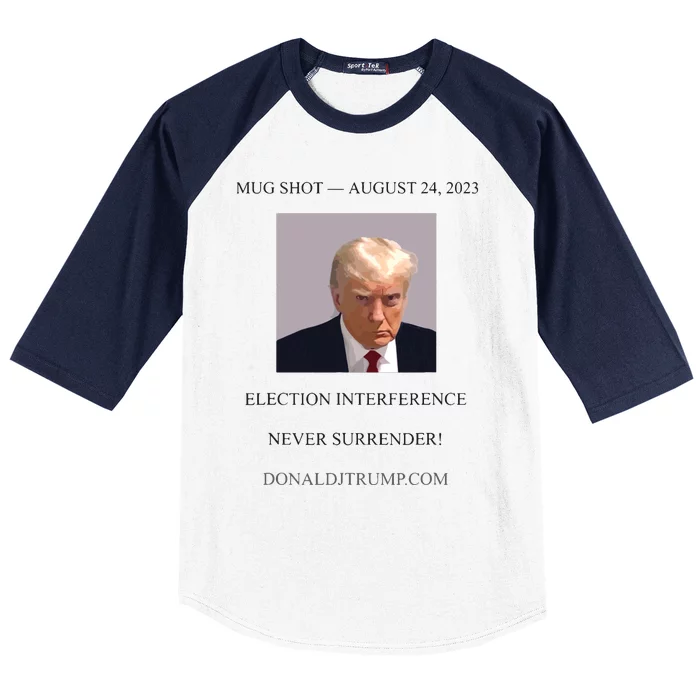 Trump Mug Shot White Baseball Sleeve Shirt