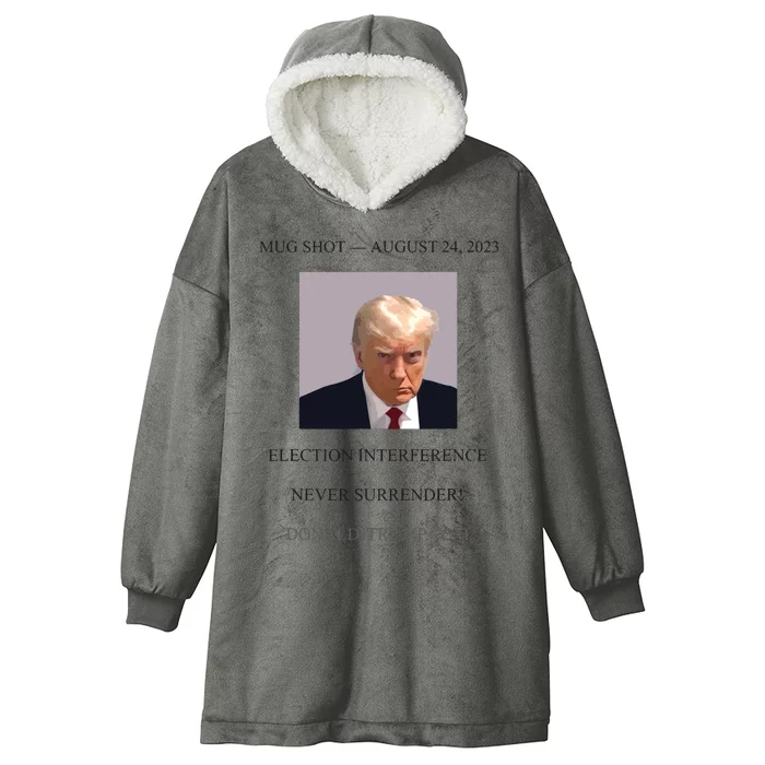 Trump Mug Shot White Hooded Wearable Blanket