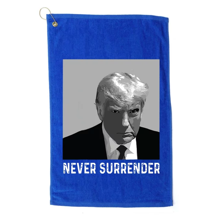 Trump Mug Shot Donald Trump Mug Shot Never Surrender Platinum Collection Golf Towel