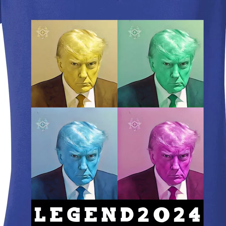 Trump Mug Shot 2024 Legend Gift Women's V-Neck T-Shirt