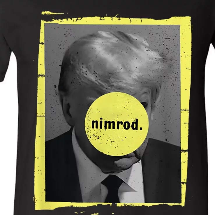 Trump Mug Shot Never Surrender Green Nimrod Trump Day V-Neck T-Shirt