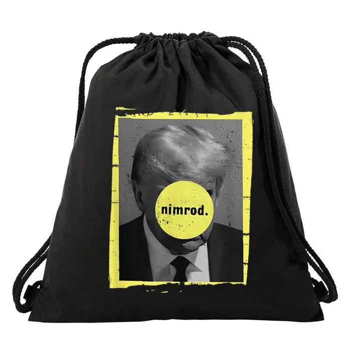 Trump Mug Shot Never Surrender Green Nimrod Trump Day Drawstring Bag