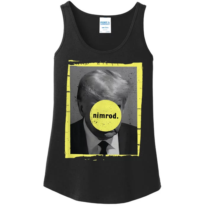 Trump Mug Shot Never Surrender Green Nimrod Trump Day Ladies Essential Tank