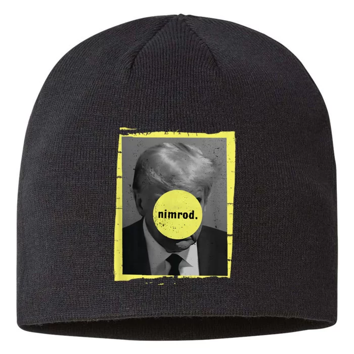 Trump Mug Shot Never Surrender Green Nimrod Trump Day 8 1/2in Sustainable Knit Beanie