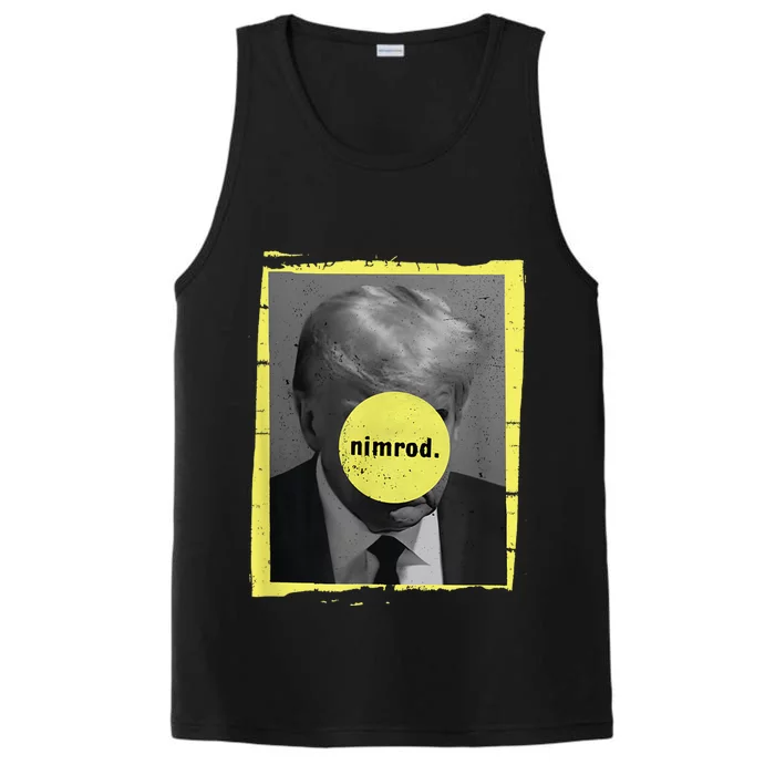 Trump Mug Shot Never Surrender Green Nimrod Trump Day Performance Tank