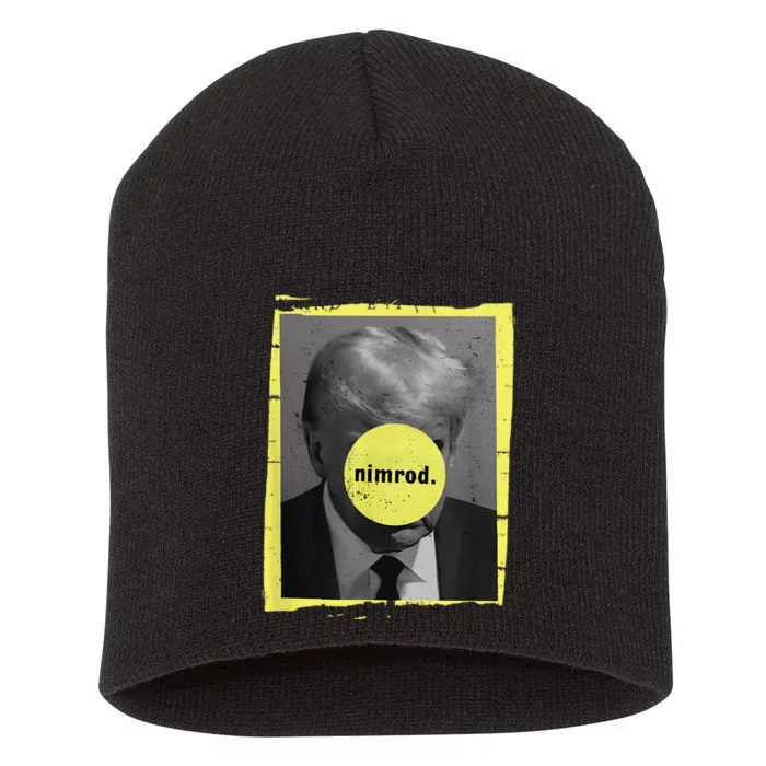 Trump Mug Shot Never Surrender Green Nimrod Trump Day Short Acrylic Beanie