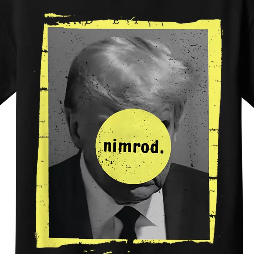 Trump Mug Shot Never Surrender Green Nimrod Trump Day Kids T-Shirt