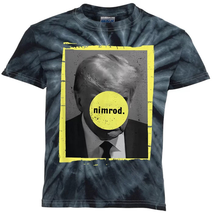 Trump Mug Shot Never Surrender Green Nimrod Trump Day Kids Tie-Dye T-Shirt