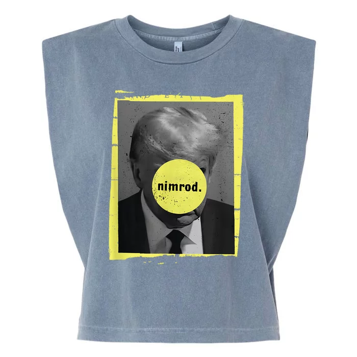 Trump Mug Shot Never Surrender Green Nimrod Trump Day Garment-Dyed Women's Muscle Tee