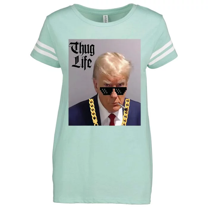 Trump Mug Shot Donald Trump Mug Shot Thug Life Enza Ladies Jersey Football T-Shirt