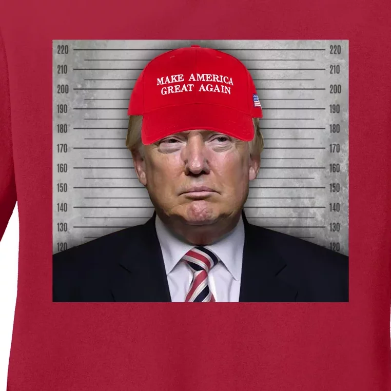 Trump Mugshot MAGA Ladies Long Sleeve Shirt