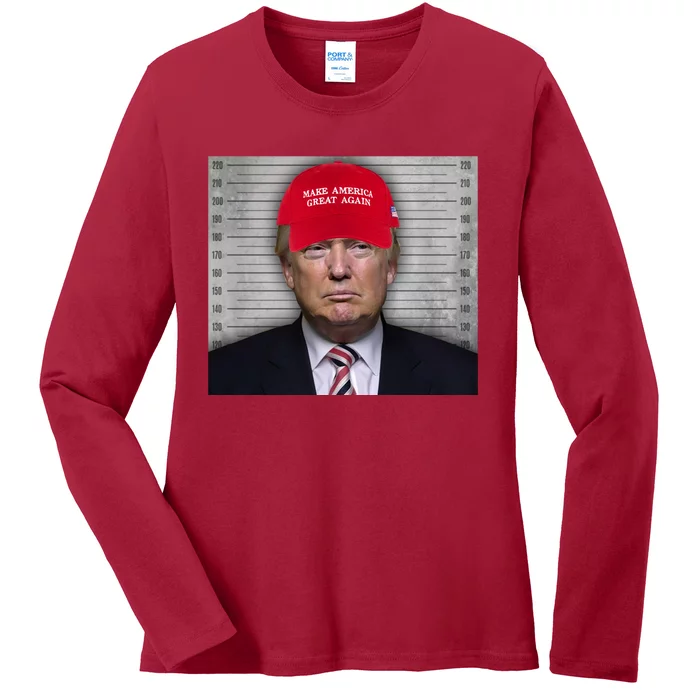 Trump Mugshot MAGA Ladies Long Sleeve Shirt