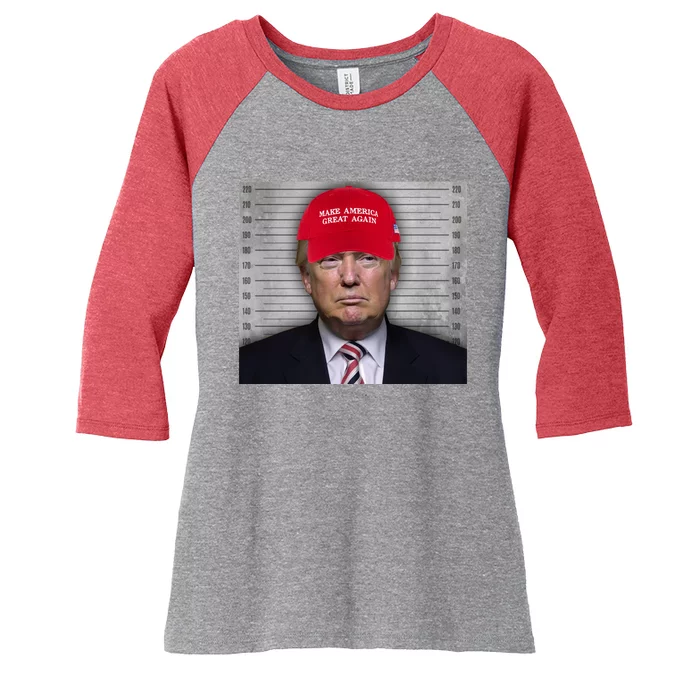 Trump Mugshot MAGA Women's Tri-Blend 3/4-Sleeve Raglan Shirt