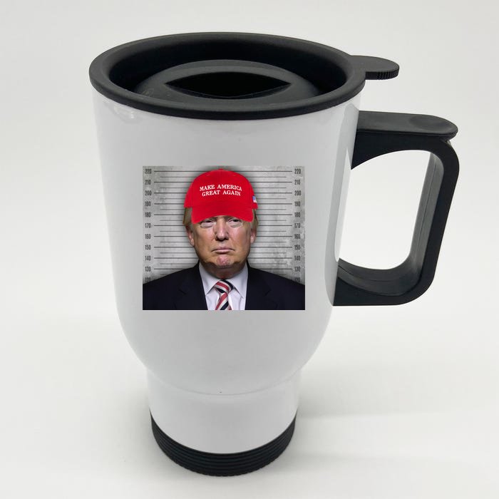 Trump Mugshot MAGA Front & Back Stainless Steel Travel Mug