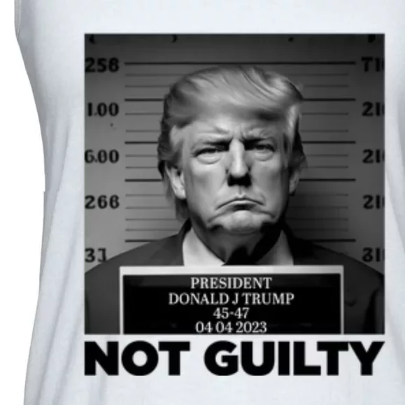 Trump Mug Shot, Trump Not Guilty Pro Trump Supporter Ladies Essential Flowy Tank