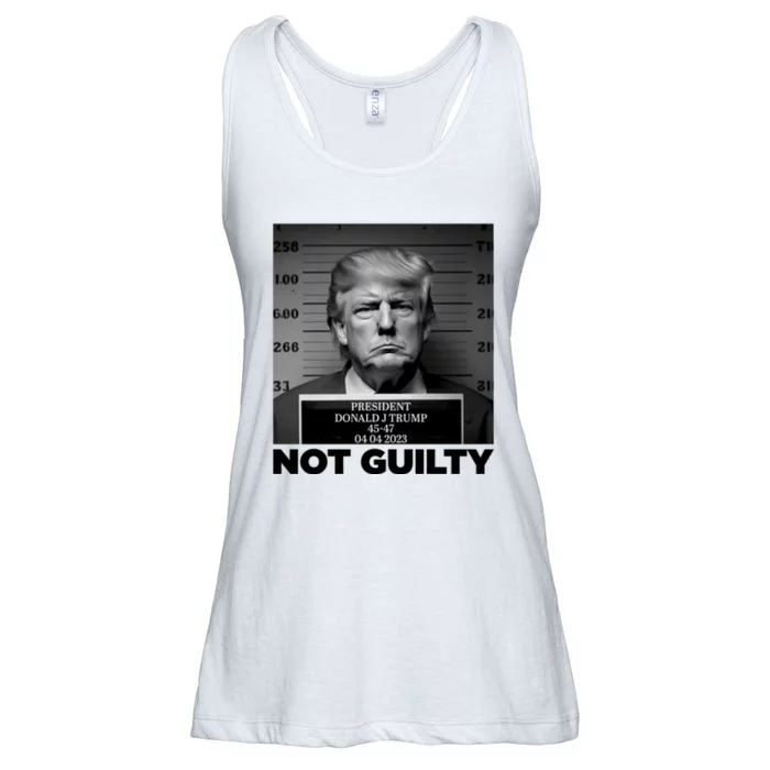 Trump Mug Shot, Trump Not Guilty Pro Trump Supporter Ladies Essential Flowy Tank