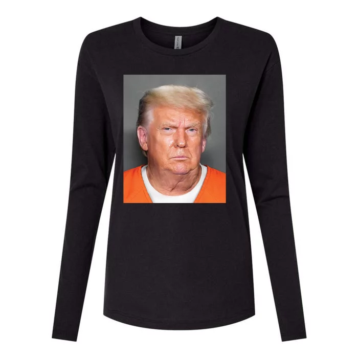 Trump Mugshot Womens Cotton Relaxed Long Sleeve T-Shirt