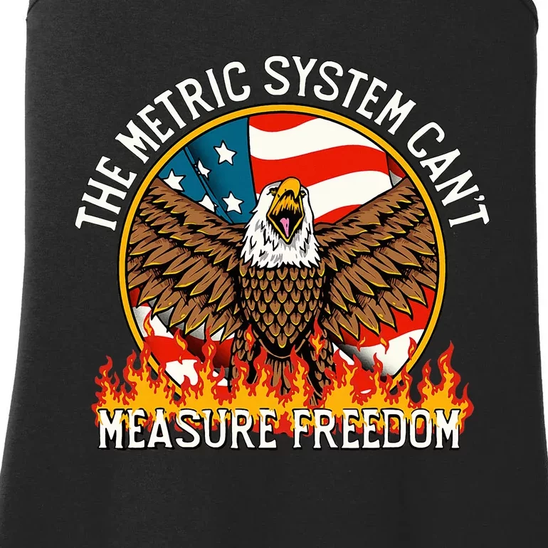 The Metric System CanT Measure Freedom Eagle Usa Flag Meme Ladies Essential Tank