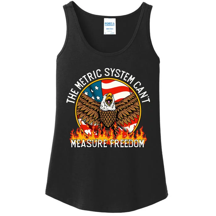 The Metric System CanT Measure Freedom Eagle Usa Flag Meme Ladies Essential Tank