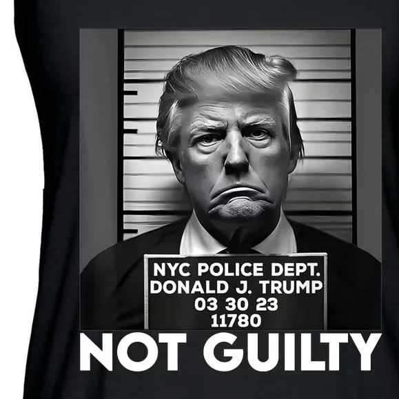 Trump Mug Shot, Trump Not Guilty Pro Trump Supporter Ladies Essential Flowy Tank