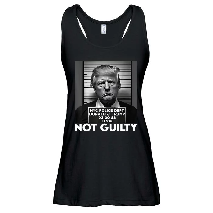 Trump Mug Shot, Trump Not Guilty Pro Trump Supporter Ladies Essential Flowy Tank