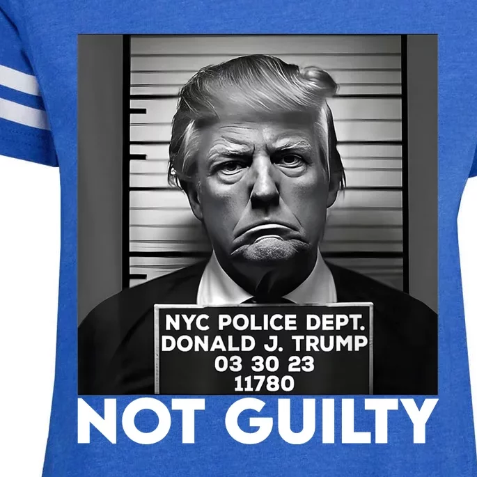 Trump Mug Shot, Trump Not Guilty Pro Trump Supporter Enza Ladies Jersey Football T-Shirt