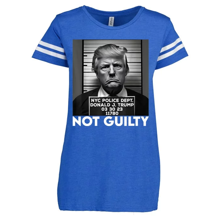 Trump Mug Shot, Trump Not Guilty Pro Trump Supporter Enza Ladies Jersey Football T-Shirt