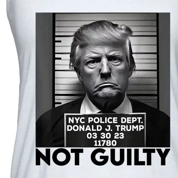 Trump Mug Shot, Trump Not Guilty Pro Trump Supporter Ladies Essential Flowy Tank