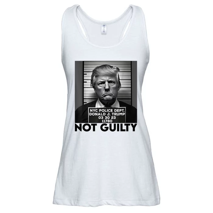 Trump Mug Shot, Trump Not Guilty Pro Trump Supporter Ladies Essential Flowy Tank