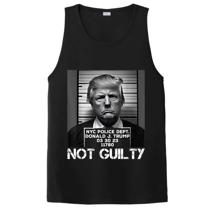 Trump Mug Shot, Trump Not Guilty Pro Trump Supporter Performance Tank