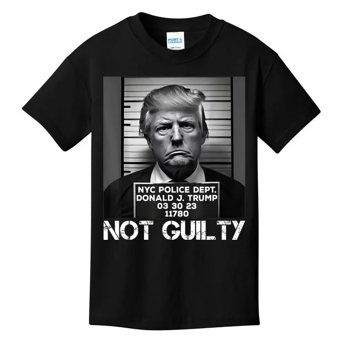 Trump Mug Shot, Trump Not Guilty Pro Trump Supporter Kids T-Shirt