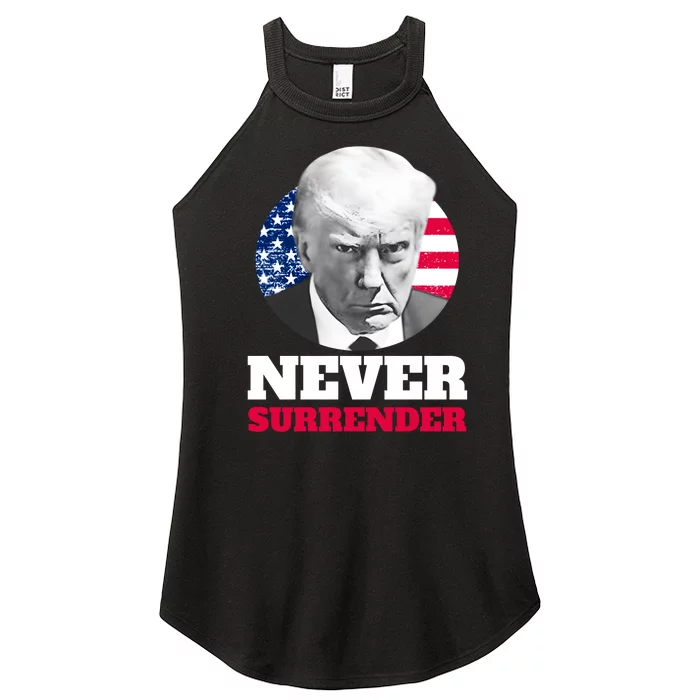 Trump Mug Shot Never Surrender Women’s Perfect Tri Rocker Tank