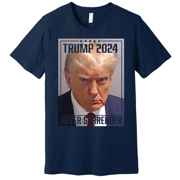 Trump Mug Shot Vote Trump 2024 Mugshot Never Surrender Vintage Premium T-Shirt