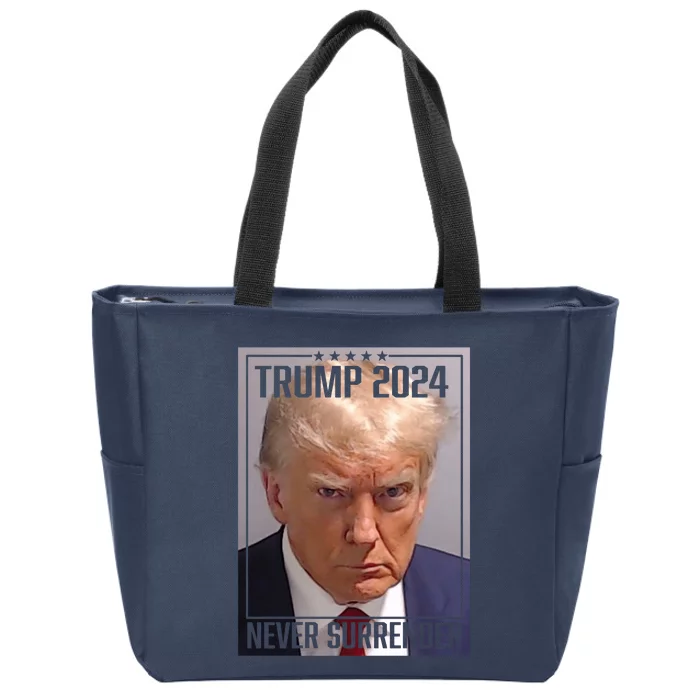 Trump Mug Shot Vote Trump 2024 Mugshot Never Surrender Vintage Zip Tote Bag