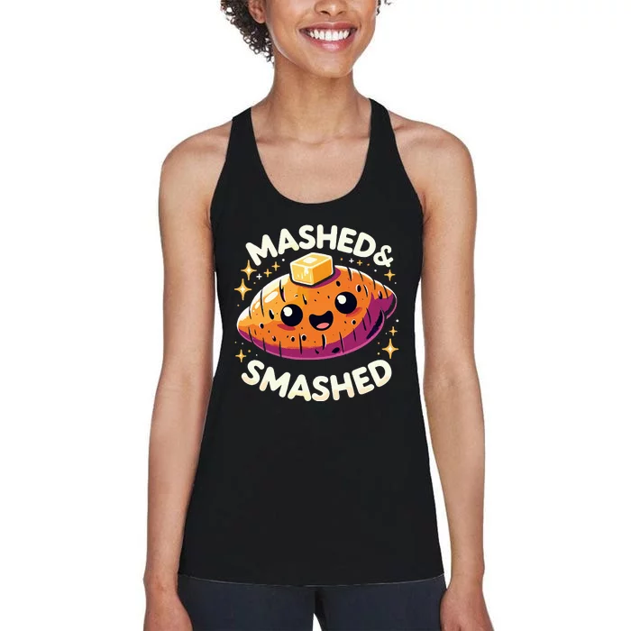 Thanksgiving Mashed & Smashed Funny Sweet Potato Women's Racerback Tank