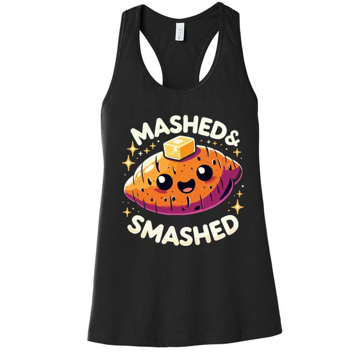 Thanksgiving Mashed & Smashed Funny Sweet Potato Women's Racerback Tank